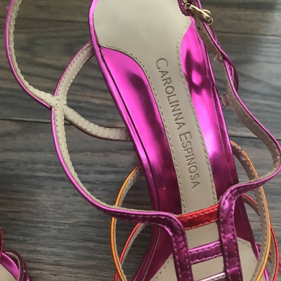 Pink Carolinna Espinosa Perna Strappy Heels Size 6 - Picture 2 of 8